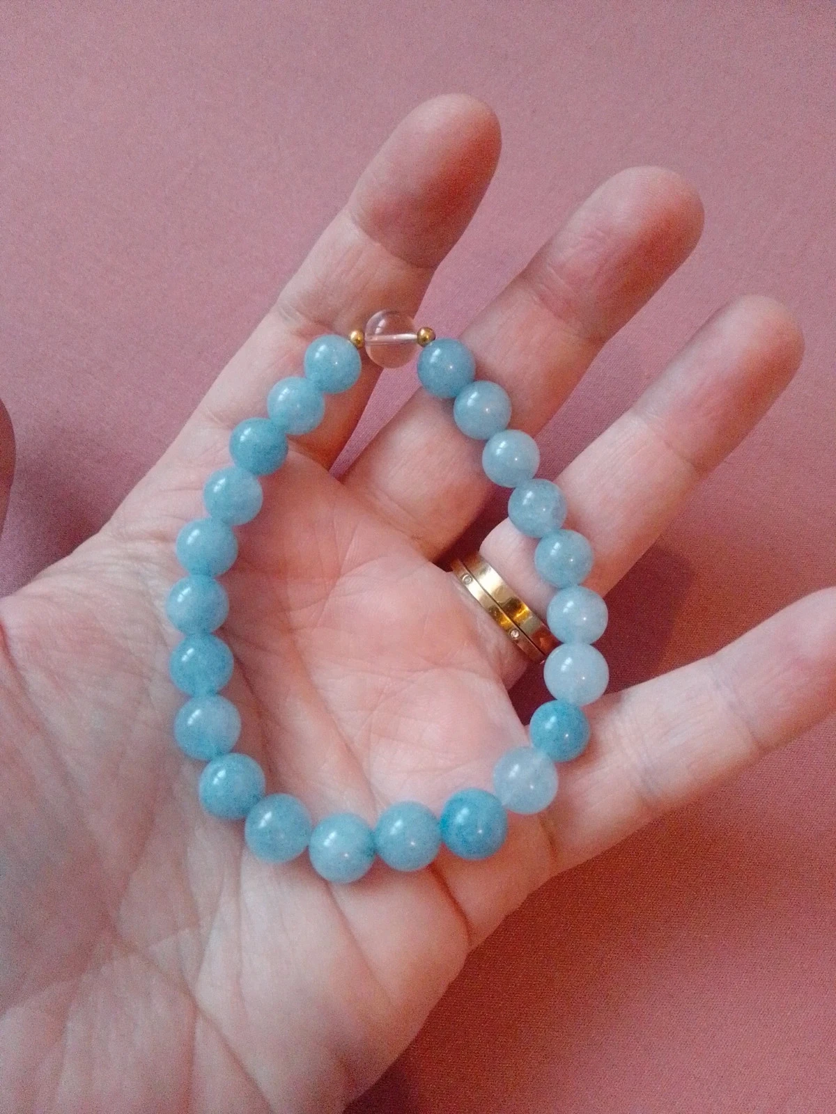 Bracelet pierres aigue marine et cristal de quartz – photo 2